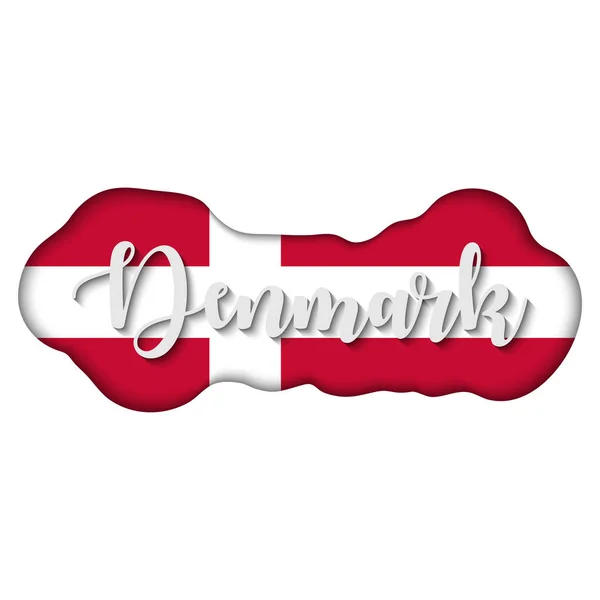 Danemark Lettrage Sur Drapeau Drapeau Danemark Illustration Vectorielle Logo — Image vectorielle