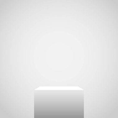 Web tasarımı veya reklam sunumu için beyaz Bg şablonuna boş küp ayaklı spot 