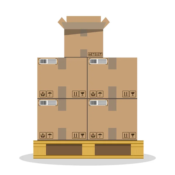 Cargo Cajas Contenedores Cartón Ilustración Vectorial — Vector de stock