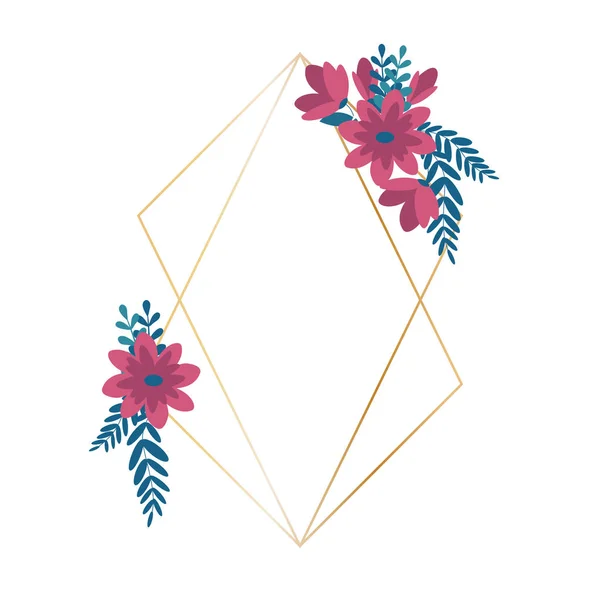 Χρυσή Κορνίζα Λουλούδια Διακόσμηση Κενό Χώρο Για Κείμενο Απεικόνιση Διάνυσμα — Διανυσματικό Αρχείο