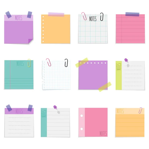 Sticky Paper Notities Vector Illustratie — Stockvector