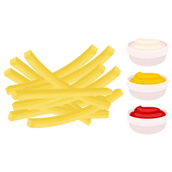 Sültkrumpli Majonézzel Ketchup Mustáros Mártásokkal — Stock Vector