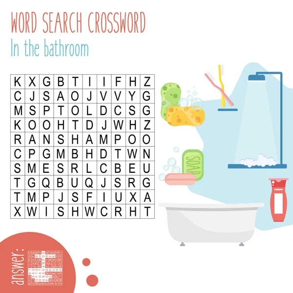 Back to school. Easy word search crossword puzzle worksheet. — Stock Vector