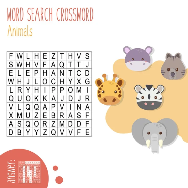 Back to school. Easy word search crossword puzzle worksheet. — Stock Vector