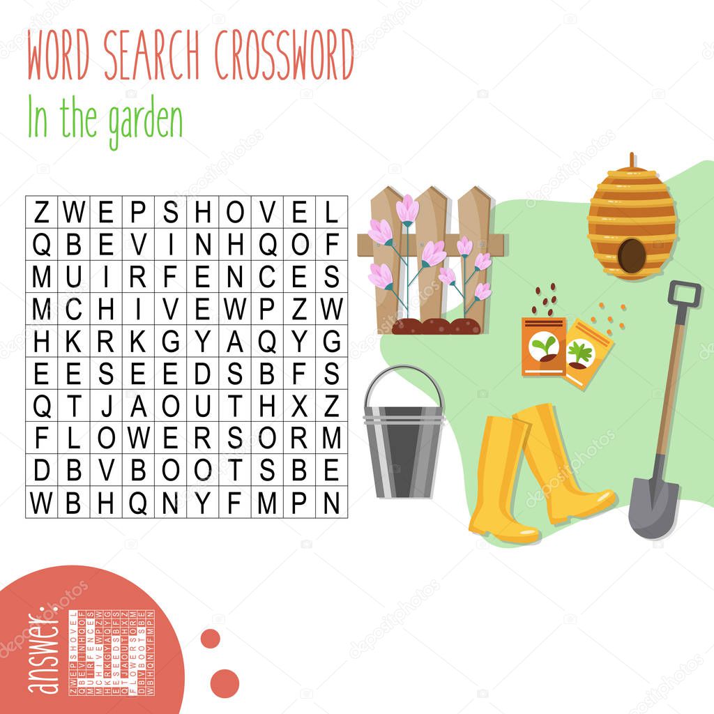 Back to school. Easy word search crossword puzzle worksheet.