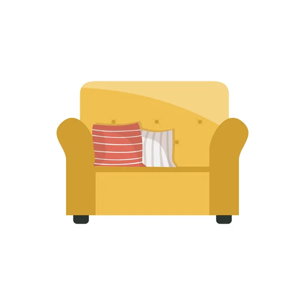 Yellow armchair wih cushions — Stock Vector