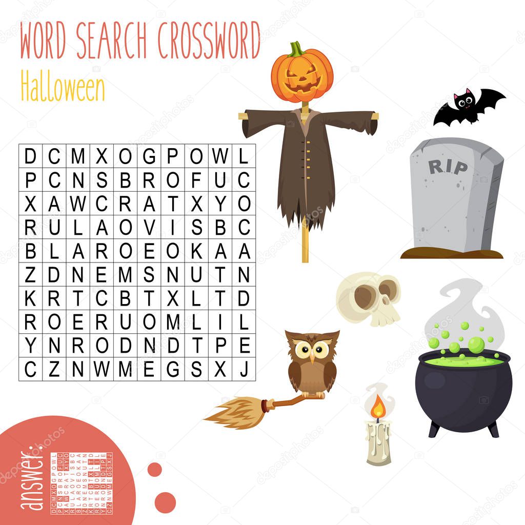 Easy word search crossword puzzle, for children in elementary an