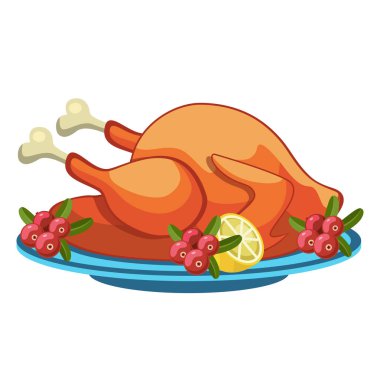 Kızarmış hindi, kızarmış tavuk. Yaban mersinli. Geleneksel yemek 