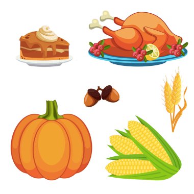 Şükran günü Icons set