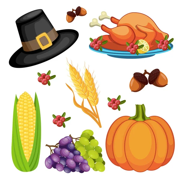 Thanksgiving day icons set — Stock Vector