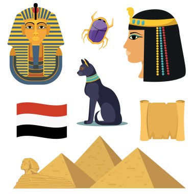 Mısır simgeleri hazır. Ünlü Mısır sembolleri. 