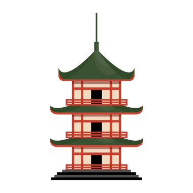 Asya Pagoda Kulesi. Stupa. Asya dini yapısı. vektör illüstrasyonu