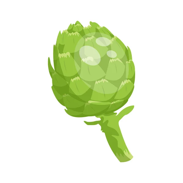 Tecknad Färsk Ekologisk Grön Kronärtskocka Ikon Vektor Illustration — Stock vektor