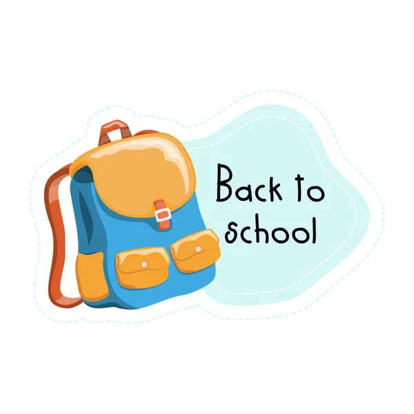 Back School Cartoon Backpack Sticker Vector Illustration — Stock Vector