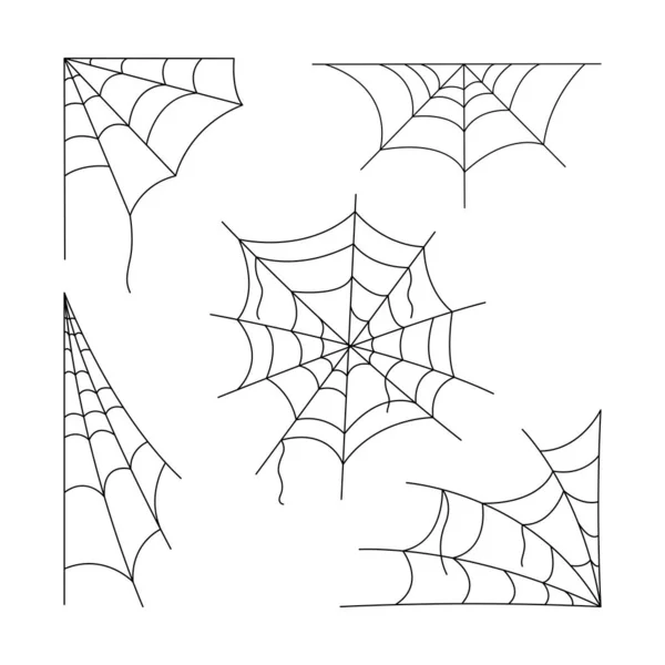 Cartoon Spinnenweb Set Vector Illustratie Voor Halloween Vakantie — Stockvector