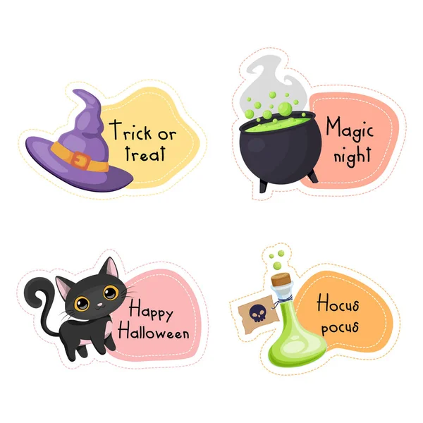 Cartoon Halloween Sticker Set Vektorillustration — Stockvektor