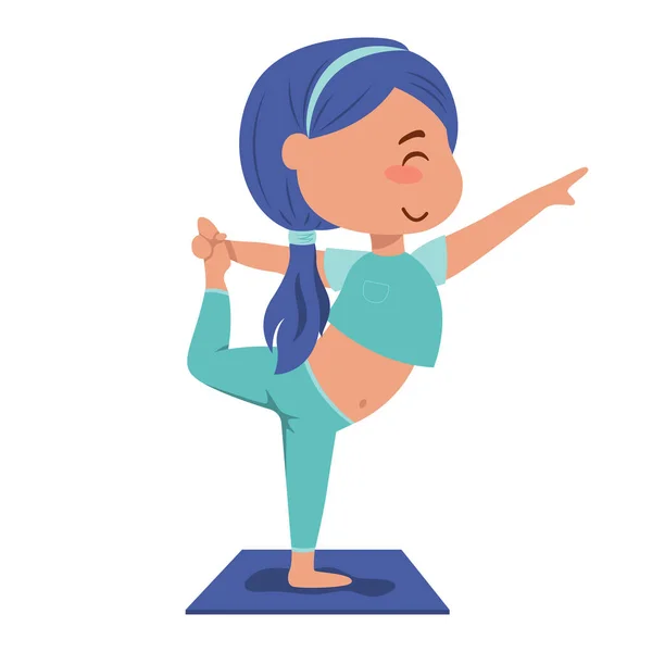 Kids Yoga Set with Cute Cartoon Girl Stock Vector - Illustration
