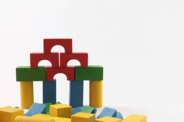 renkli ahşap mimari oyun adet farklı kompozisyonlar