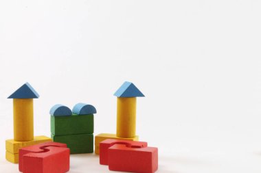 renkli ahşap mimari oyun adet farklı kompozisyonlar