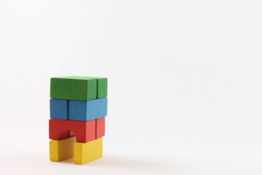 renkli ahşap mimari oyun adet farklı kompozisyonlar