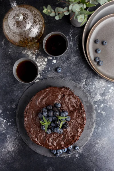 Üst te tatil çikolatalı kek