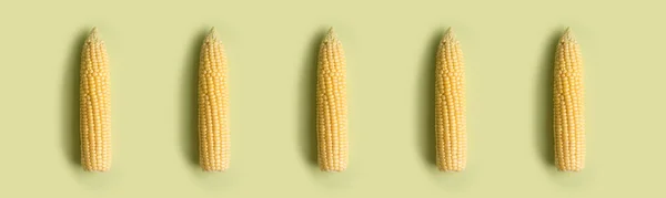 Горизонтальна Картина Візерунком Кукурудзяного Кобу Твердому Якому Зеленому Фоні Веб — стокове фото