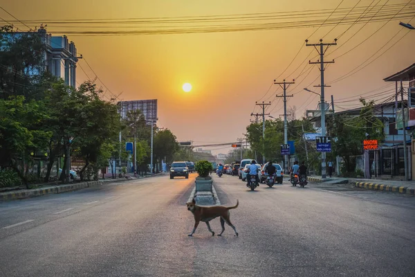 Pôr Sol Cidade Mandalay Mianmar — Fotografia de Stock