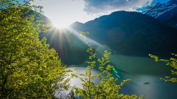 Sunset Lake Ritsa Abkhazia — Stock Photo, Image