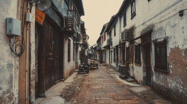 Eski Çin Tongli sokaklarında dar