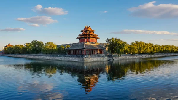 Chinese traditional building with water canal around. Beijing, China