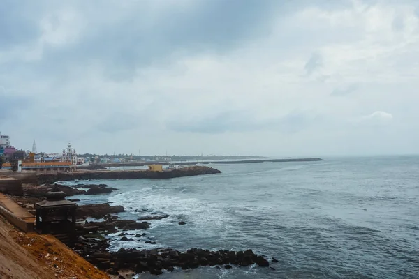 Playa Bahía Bengala Ciudad Kanyakumari India — Foto de Stock