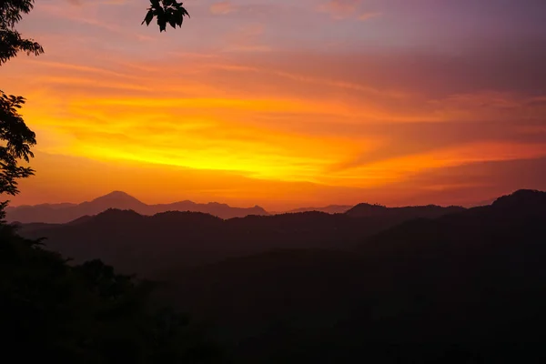 Maravillosa Puesta Sol Las Montañas Mizoram India Imagen de stock