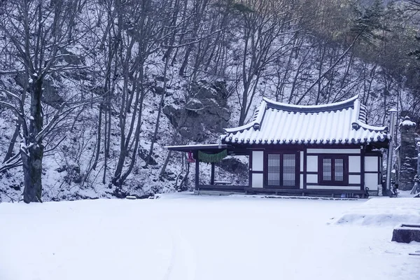 Traditionelles Südkoreanisches Haus Den Bergen Winter — Stockfoto