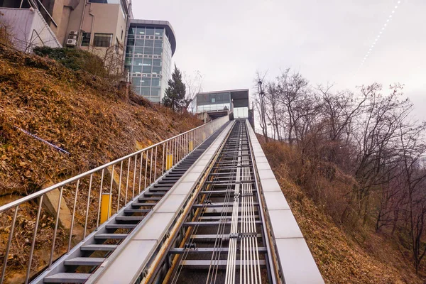 Ascenseur Diagonal Vers Namsan Park Séoul Corée Sud — Photo