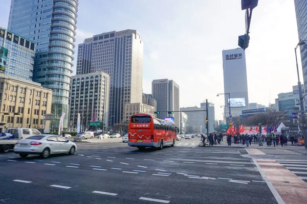 Seoul Südkorea Dezember 2018 Einfaches Stadtleben Seoul Architektur Verkehr Menschen — Stockfoto