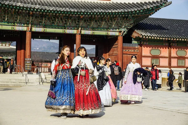 Seul Korea Południowa Grudnia 2018 Royal Gyeongbokgung Pałacu Seulu Gdzie — Zdjęcie stockowe
