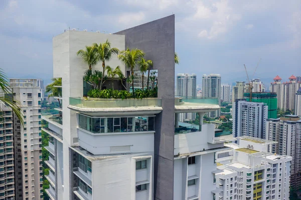 Kuala Lumpur 'un gökdelenlerinden birinde tropik bir ada