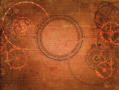 tuval kağıt üzerinde mekanik dişliler ve dişliler ile steampunk vintage arka plan