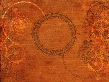 tuval kağıt üzerinde mekanik dişliler ve dişliler ile steampunk vintage arka plan