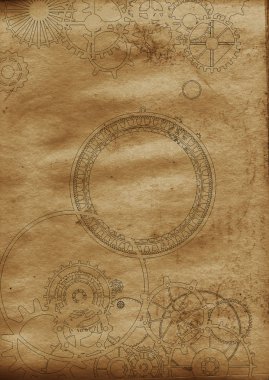 tuval kağıt üzerinde mekanik dişliler ve dişliler ile steampunk vintage arka plan