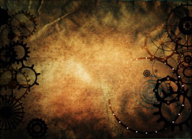 tuval kağıt üzerinde mekanik dişliler ve dişliler ile steampunk vintage arka plan