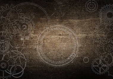 tuval kağıt üzerinde mekanik dişliler ve dişliler ile steampunk vintage arka plan