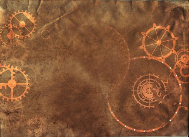 tuval kağıt üzerinde mekanik dişliler ve dişliler ile steampunk vintage arka plan