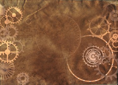 tuval kağıt üzerinde mekanik dişliler ve dişliler ile steampunk vintage arka plan