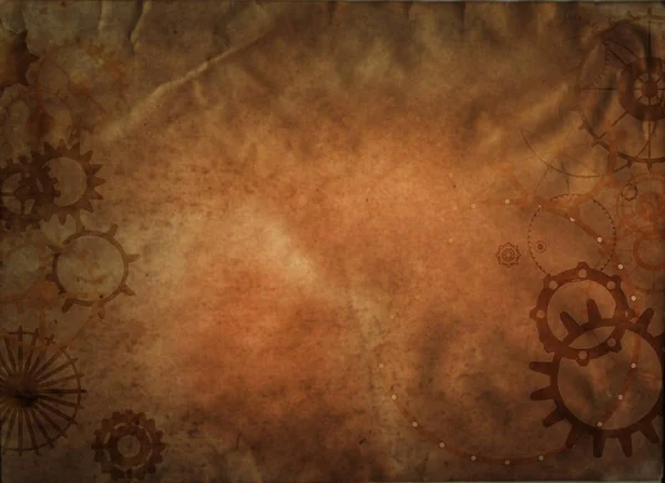 Steampunk Vintage Background Mechanical Gears Cogs Canvas Paper — Stock Photo, Image