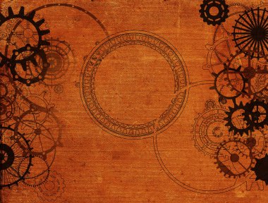 vintage steampunk eski arka plan, kağıt tuval çerçeve, dişliler, dişliler retro duvar kağıdı