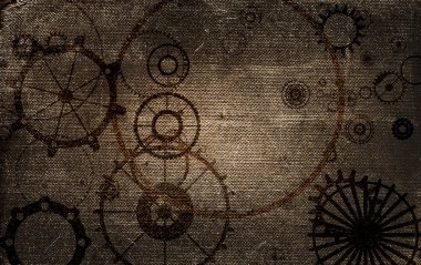 vintage steampunk eski arka plan, kağıt tuval çerçeve, dişliler, dişliler retro duvar kağıdı