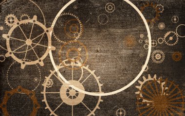 vintage steampunk eski arka plan, kağıt tuval çerçeve, dişliler, dişliler retro duvar kağıdı
