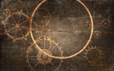 vintage steampunk eski arka plan, kağıt tuval çerçeve, dişliler, dişliler retro duvar kağıdı