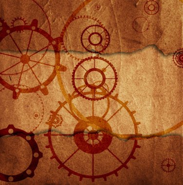 steampunk eski arka plan, kağıt tuval çerçeve, dişliler, dişliler retro vintage duvar kağıdı